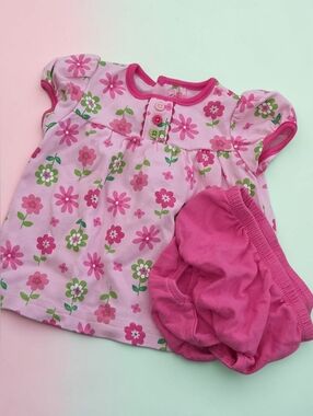*1039 floral 2pc dress set Girls 3 months